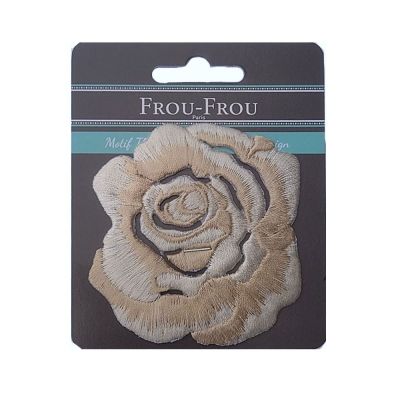 Ecusson Thermocollant Rose beige Brodée - 2 Tailles