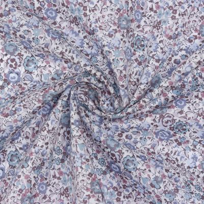 Tissu Liberty of London Tana Lawn Emma et Georgina Bleu sur fond Blanc - Par 10 cm