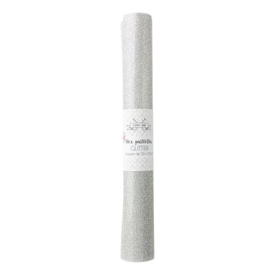 Flex paillettes thermocollant Com&#039;1 idée uni Argent - 50x25 cm