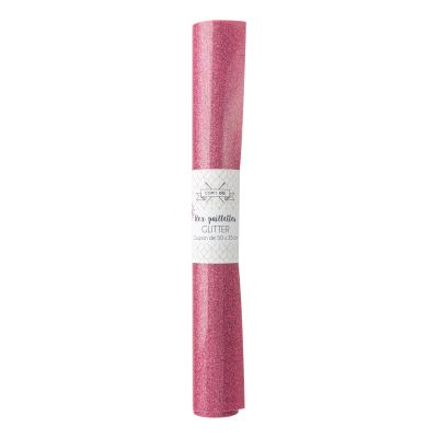 Flex paillettes thermocollant Com&#039;1 idée uni Rose - 50x25 cm