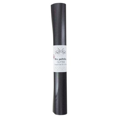 Flex paillettes thermocollant Com&#039;1 idée uni Noir - 50x25 cm