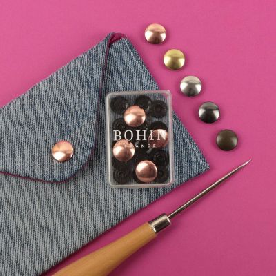 Boutons pressions magiques sans pince Bohin 14 mm - 5 Coloris