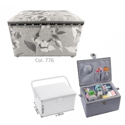 Boite à couture rectangulaire taille moyenne - Fleurs aquarelle