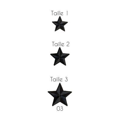 Ecusson Thermocollant Etoile Noir et Gris - 3 Tailles