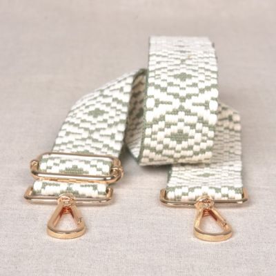Sangle pour sac 40 mm Vert d&#039;eau et blanc - Avec mousquetons