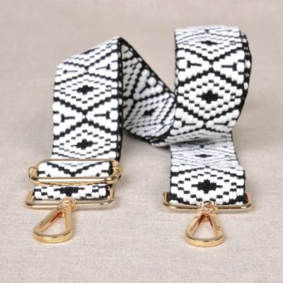 Sangle pour sac 40 mm Noir et blanc - Avec mousquetons