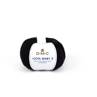 Fil Laine 100% Baby 3 DMC Noir N° 02