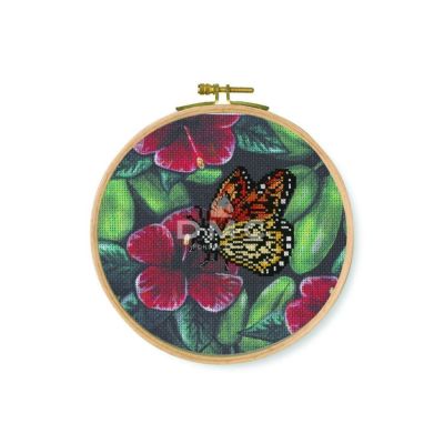 Kit Broderie Point de croix DMC Papillon 15 cm Orange