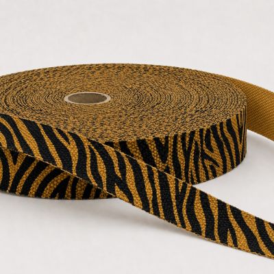 Sangle Polyester aspect Coton 30 mm Zèbre orange