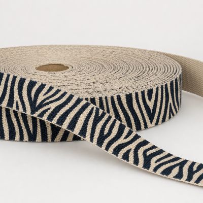Sangle Polyester aspect Coton 30 mm Zèbre beige