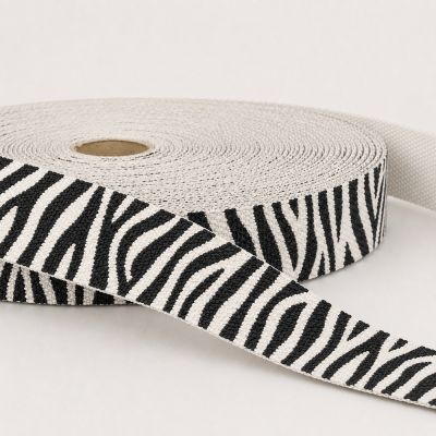 Sangle Polyester aspect Coton 30 mm Zèbre blanc