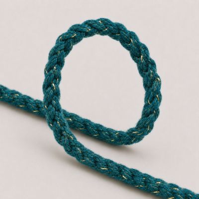 Cordon Sweat Tressé Lurex 5 mm Bleu canard - Au mètre
