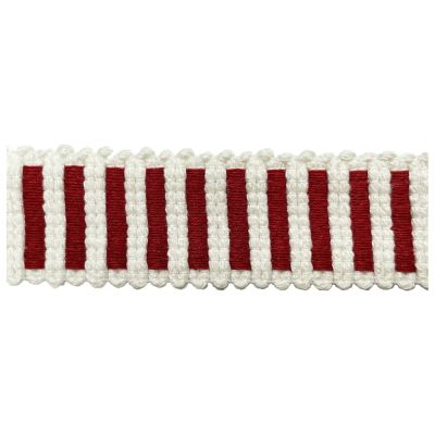 Sangle aspect crochet 30 mm Bicolore Rouge et Blanc x1m
