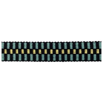 Sangle Lurex 30 mm Damier Bleu pacifique x1m