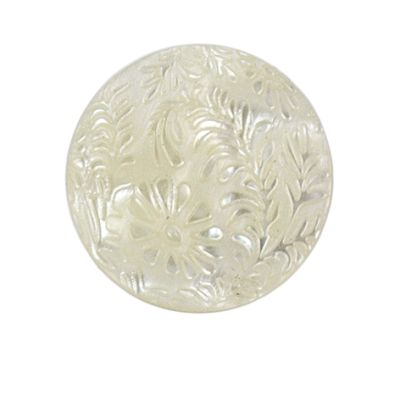 Bouton fleur gravé Pauline 27 mm - Blanc