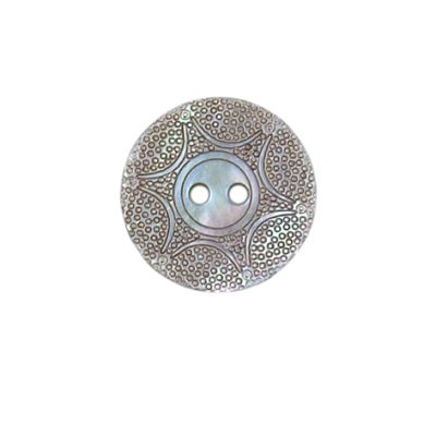 Bouton nacré gravé Laurence 18 mm - Blanc