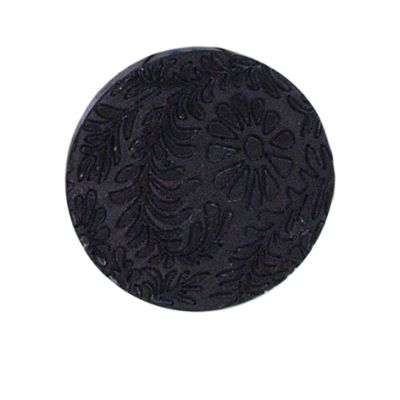 Bouton fleur gravé Pauline 27 mm - Noir