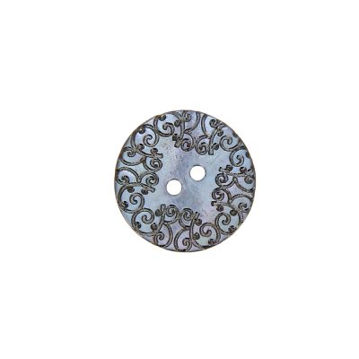 Bouton nacré  gravé 18 mm - Bleu clair