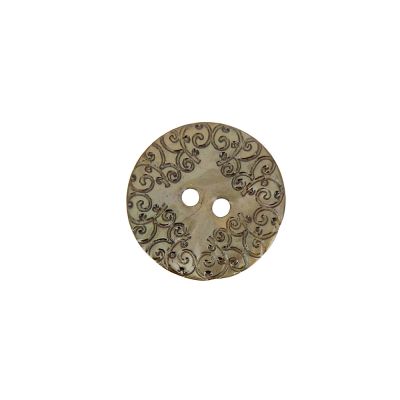 Bouton nacré  gravé 18 mm - Ecru