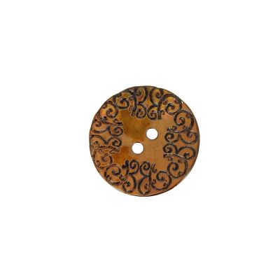 Bouton nacré  gravé 22 mm - Orange