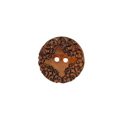 Bouton nacré  gravé 22 mm - Rouille
