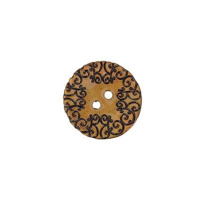 Bouton nacré  gravé 18 mm - Ocre