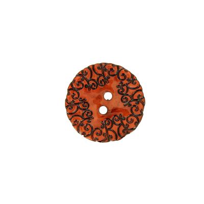 Bouton nacré  gravé 22 mm - Rouge