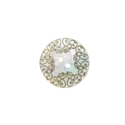 Bouton nacré  gravé 22 mm - Naturel