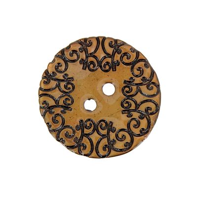 Bouton nacré  gravé 27 mm - Ocre