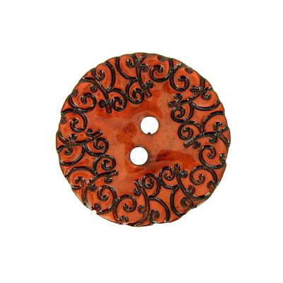 Bouton nacré  gravé 27 mm - Rouge