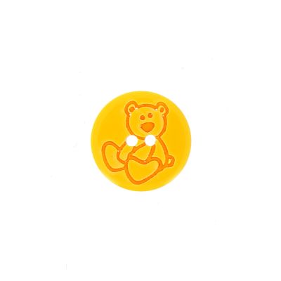 Bouton ourson Teddy 15 mm - Jaune orangé