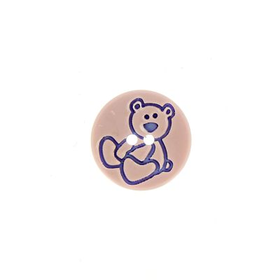 Bouton ourson Teddy 15 mm - Mauve