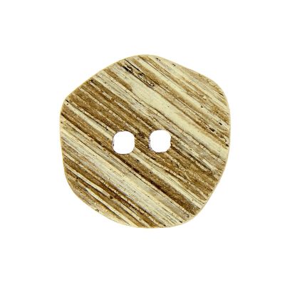 Boutons en bois rayé façon corne 27 mm - Blanc