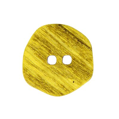 Boutons en bois rayé façon corne 27 mm - Jaune