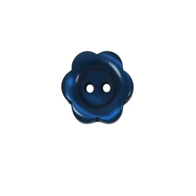 Bouton Yves fleur 15 mm - Bleu foncé