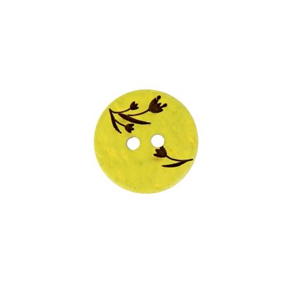 Bouton bois fleur gravé 12 mm - Jaune