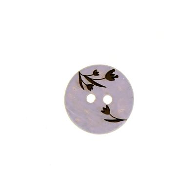 Bouton bois fleur gravé 12 mm - Violet