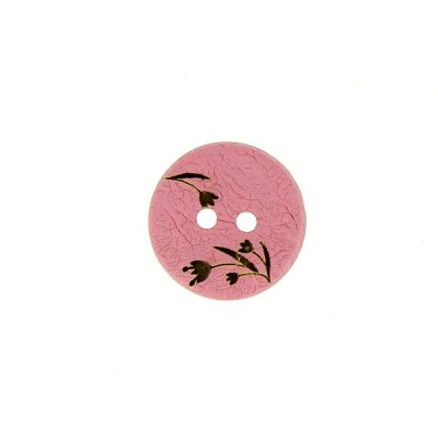 Bouton bois fleur gravé 12 mm - Rose