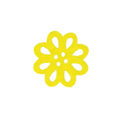 Bouton fleur en bois 20 mm - Jaune