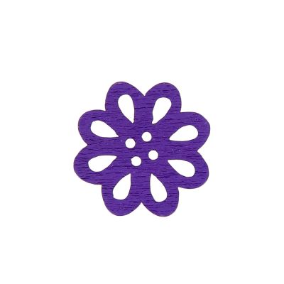 Bouton fleur en bois 20 mm - Violet