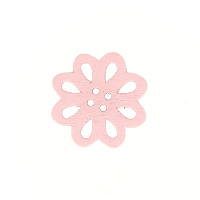 Bouton fleur en bois 20 mm - Rose clair