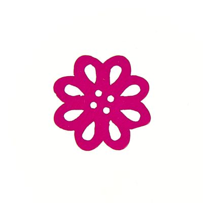 Bouton fleur en bois 20 mm - Rose