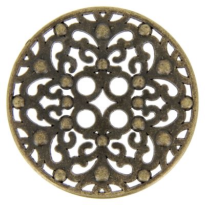 Bouton grande taille en métal plat ajouré 80 mm - Bronze