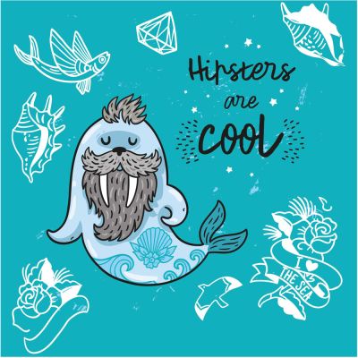 Sticker textile thermo-adhésif  7x7 cm - Hipsters are cool