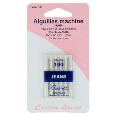 Aiguilles spéciales Jeans pour machine à coudre n° 100/16 x5