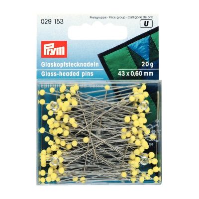 Epingles à piquer Prym tête de verre Extra longues Jaunes