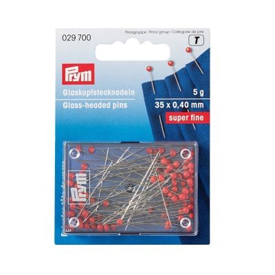 Epingles à piquer Prym tête de verre Super fines Rouges