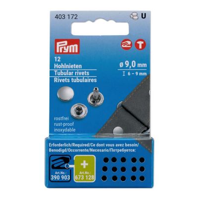 Rivets tubulaires 6 à 9 mm Prym - 12 pièces