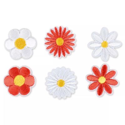 Ecusson Thermocollant Prym Fleurs Rouge et Blanc x6