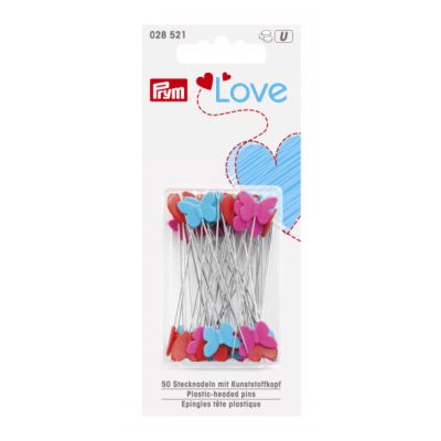 Epingles à piquer Prym Love tête plastique - Cœur et Papillon